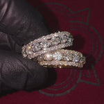 14K Gold 3 Row Diamond Ring 66174