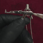 .925 Silver Ak 47 Pendant Moon Cut Chain Set  70058