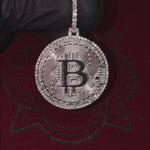 .925 Silver Diamond Bitcoin Pendant 67420
