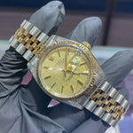 Rolex Datejust 36mm | Two Tone Yellow Gold | Champagne Linen Stick Dial