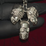 .925 Silver No Talk No Hear No See Skull Pendant Set 70852