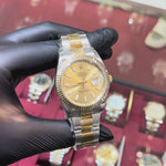 2019 Rolex DateJust 41mm | Two Tone Yellow Gold | Champagne Stick Dial | 126333