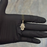 Diamond & Small Sapphire Hamsa Pendant Set 71725