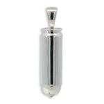 Silver bullet pendant with diamond tip and polished finish, men's stylish jewelry accessory.