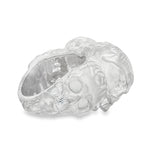 Silver skull ring with three detailed skulls and a matte finish, bold men’s jewelry design.