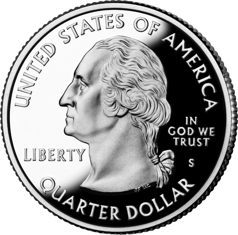 A US quarter, 24.26 mm across