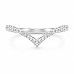 14k white gold chevron wedding band with pave diamonds