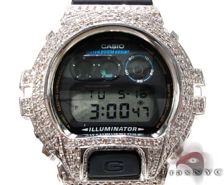 10K Diamond G - Shock Case Mens G-Shock Watches White Gold 10k