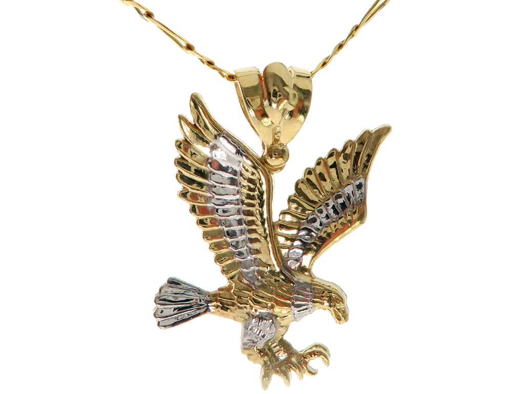 Eagle Pendant Chain Set 58411 Mens Metal Yellow Gold 10k