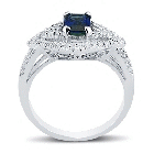 Enchanting Emerald Cut Sapphire Round Diamond Gemstone Ring In 14K ...